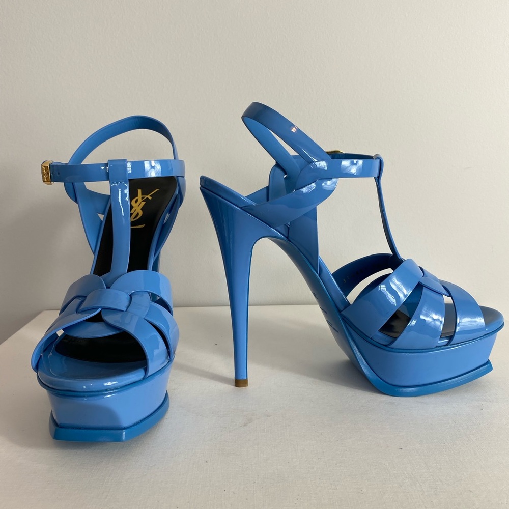 NWOB YSL St. Laurent blue patent leather Tribute